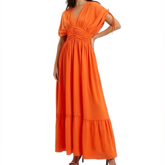 French Connection Dresses & Skirts - FRENCH CONNECTION mandarin orange Audrey satin maxi dress size 2 NWT